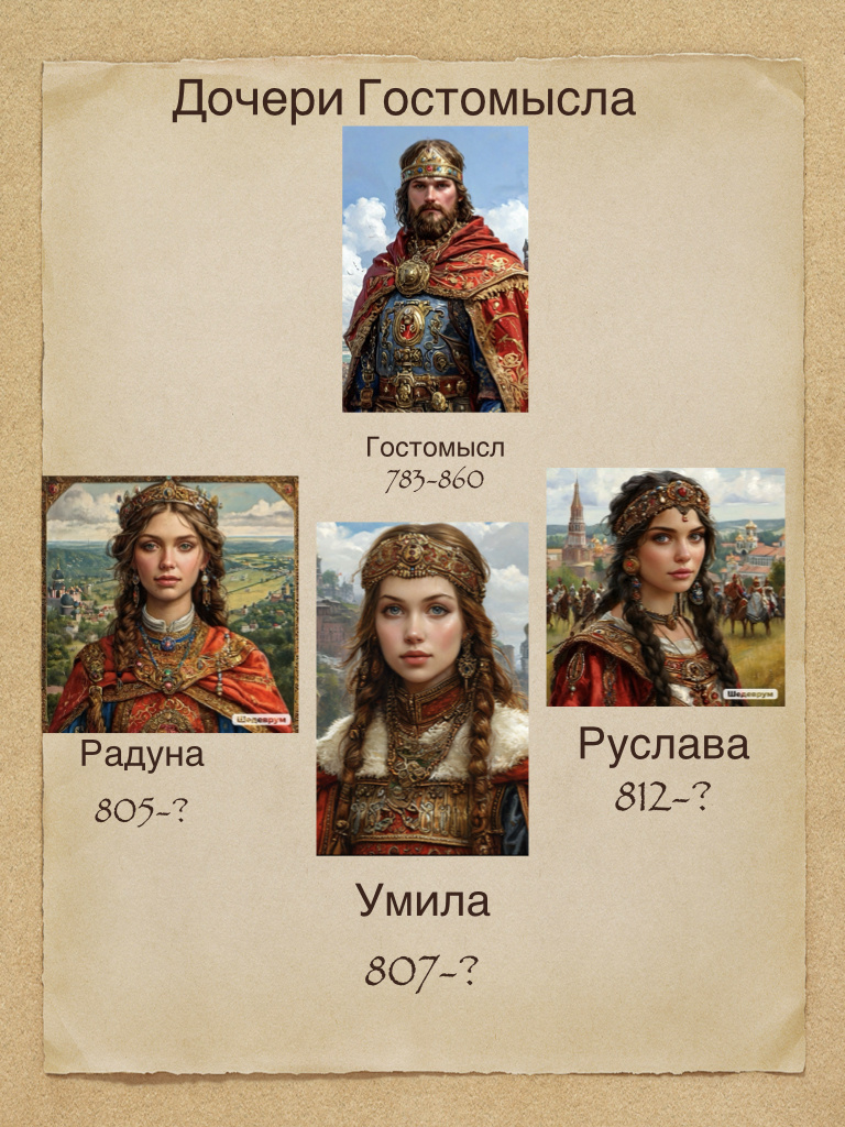 Дочери новгородского князя Гостомысла.