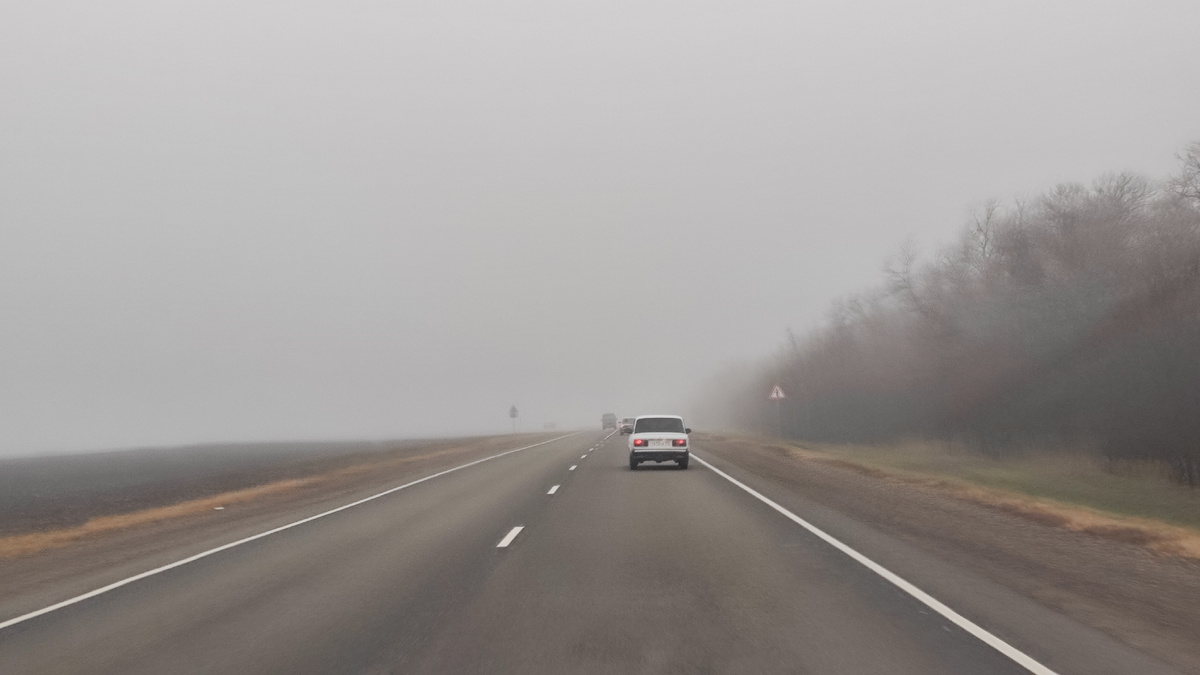 По дороге туман был сильный