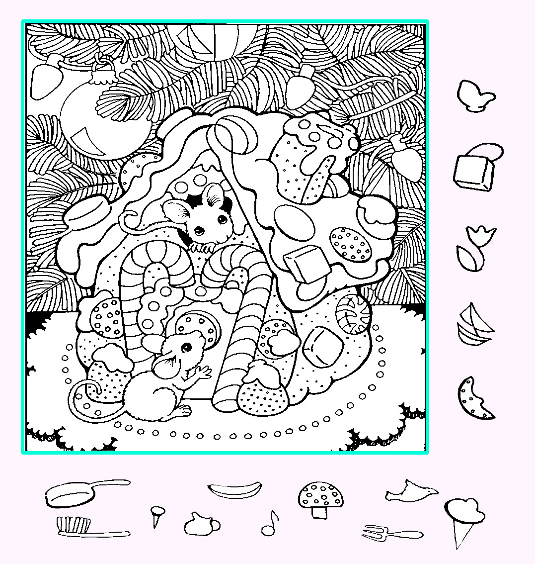 Тест на внимательность: найди мороженое, гвоздь, цветок и другие предметы на картинке. Картитнка подготовлена автором