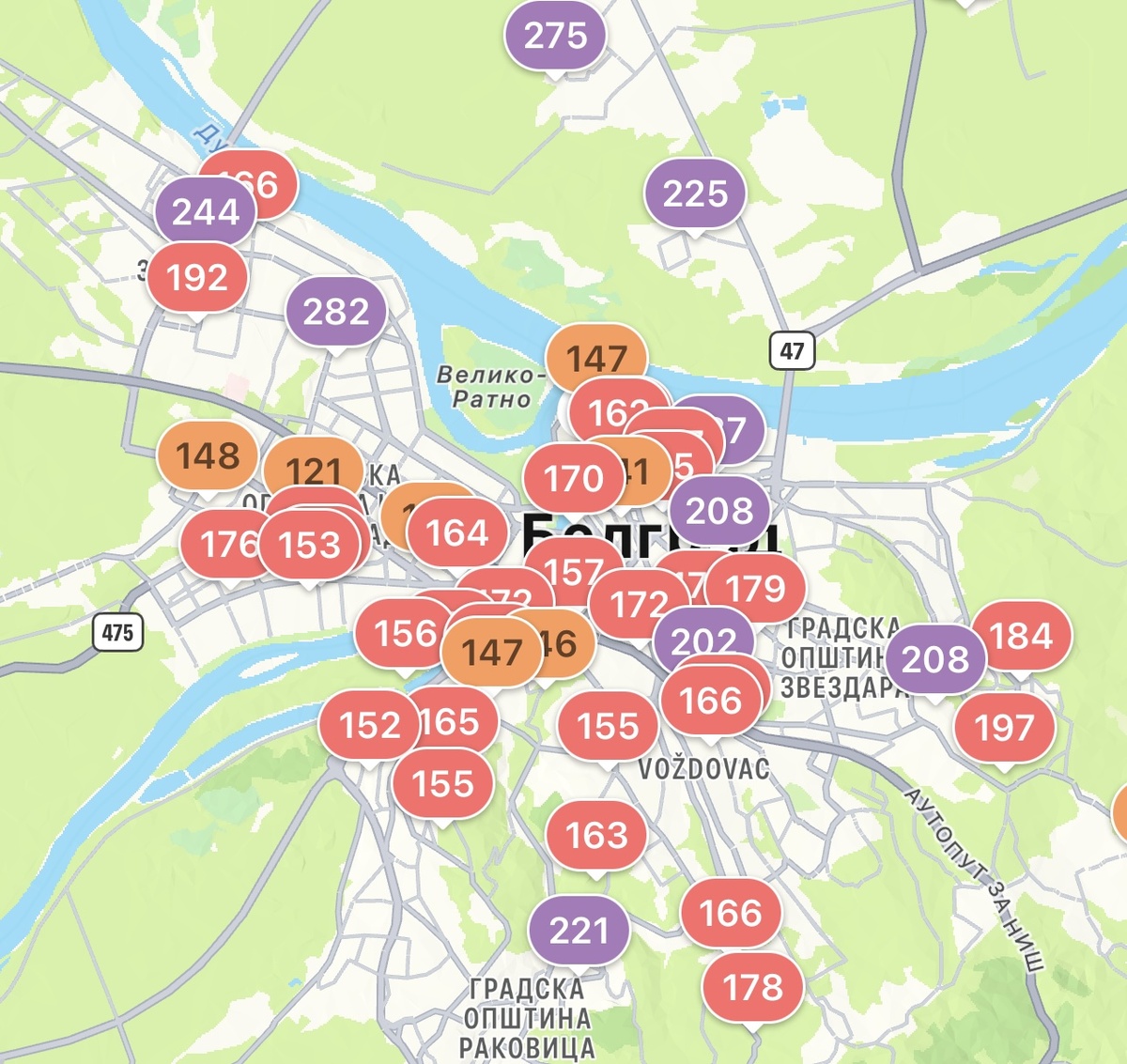Загрязнение воздуха в Белграде зимой