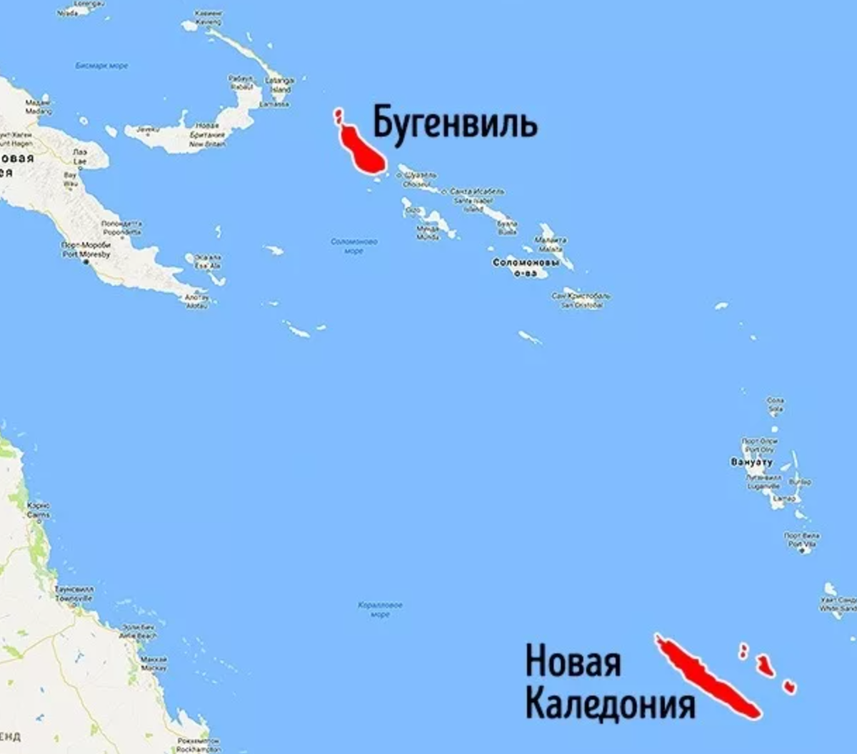 Расположение острова Бунгевиль