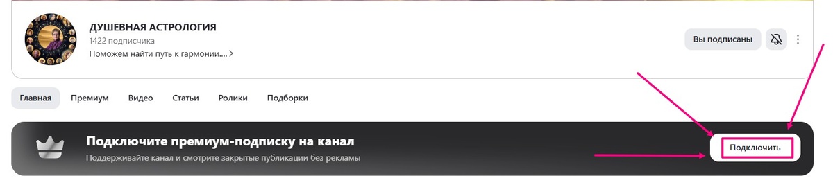 Так выглядит подписка с компьютера