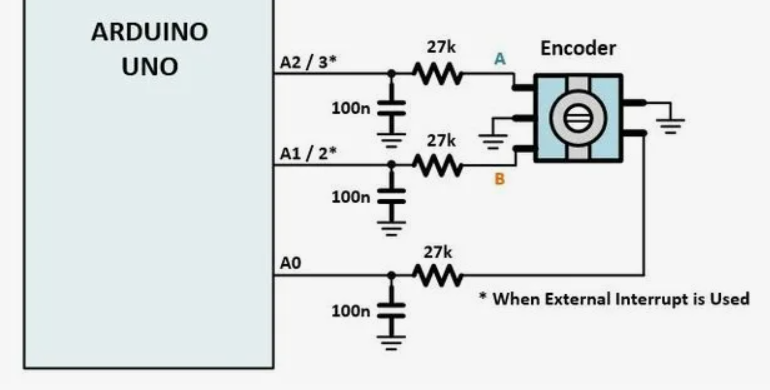 Аппаратное устранение дребезга контактов при работе с энкодером