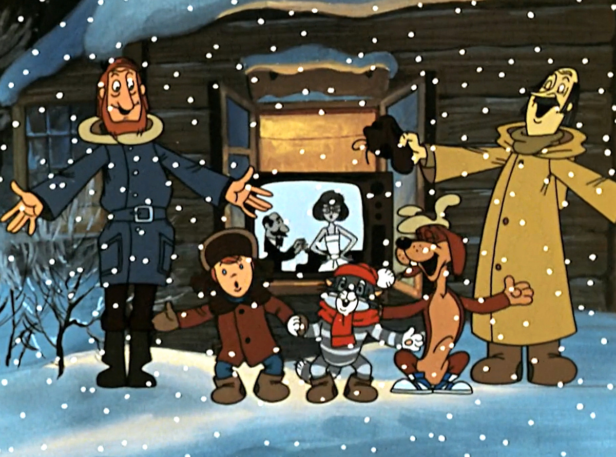 Кадр из мультфильма "Зима в Простоквашино", 1984 г., режиссер Владимир Попов, сценарист Эдуард Успенский, художники-постановщики Аркадий Шер, Александр Винокуров, композитор Евгений Крылатов (скриншот)