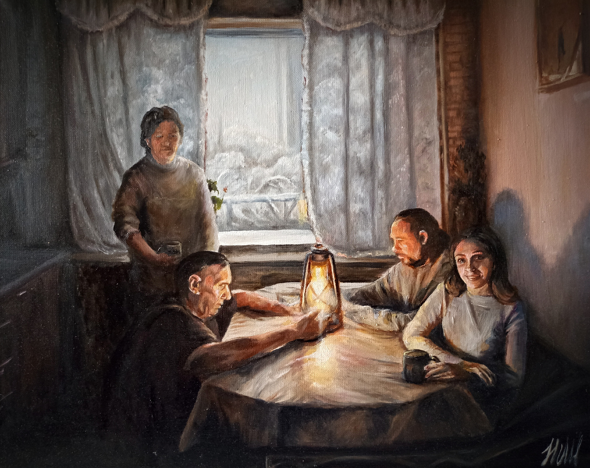 "Когда бушует непогода. В память о циклоне "Ольга", Н. Швецова, масло/холст, 40*50см