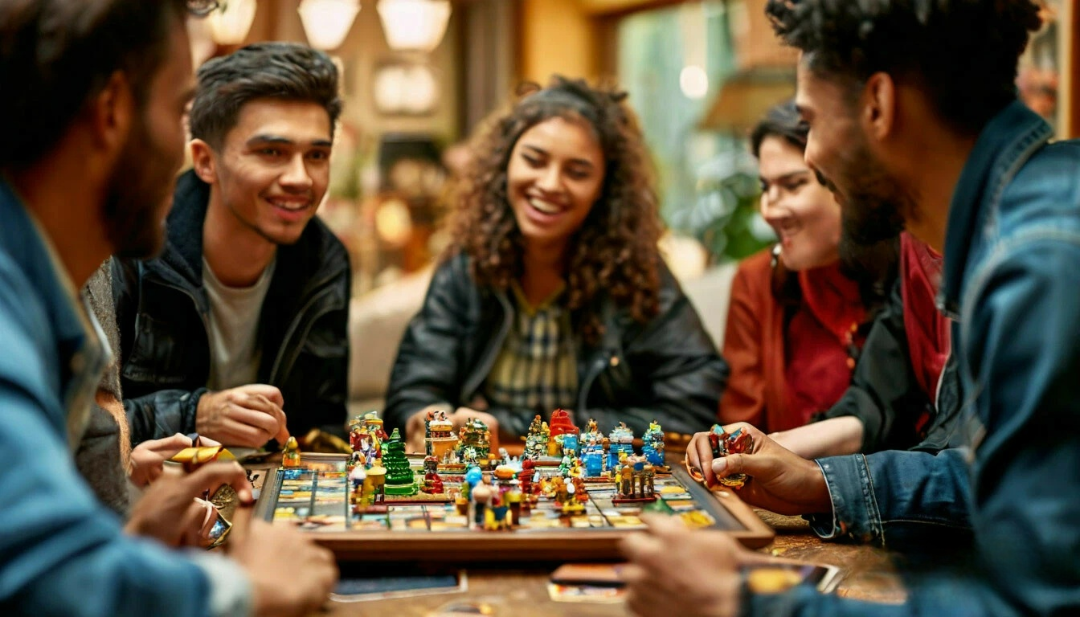 группа друзей играет в настольную ролевую игру