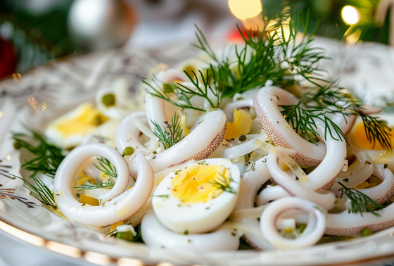    Рецепты салатов с кальмарами