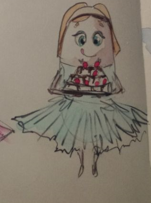 Фаня с школадно-клубничным тортом