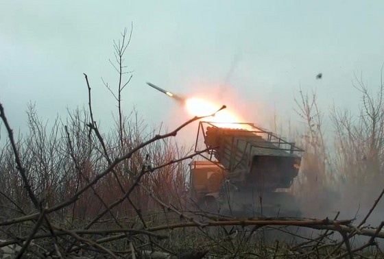    Работа РСЗО «Град»