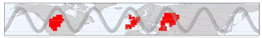 Исследователи выявили меандры в струйном течении Северного полушария, которые могут засасывать горячий воздух с юга и вызывать массивные волны тепла в обширных регионах Северной Америки и Евразии. Изображение взято из исследования 2020 года. (Kornhuber et al., Nature Climate Change, 2020)