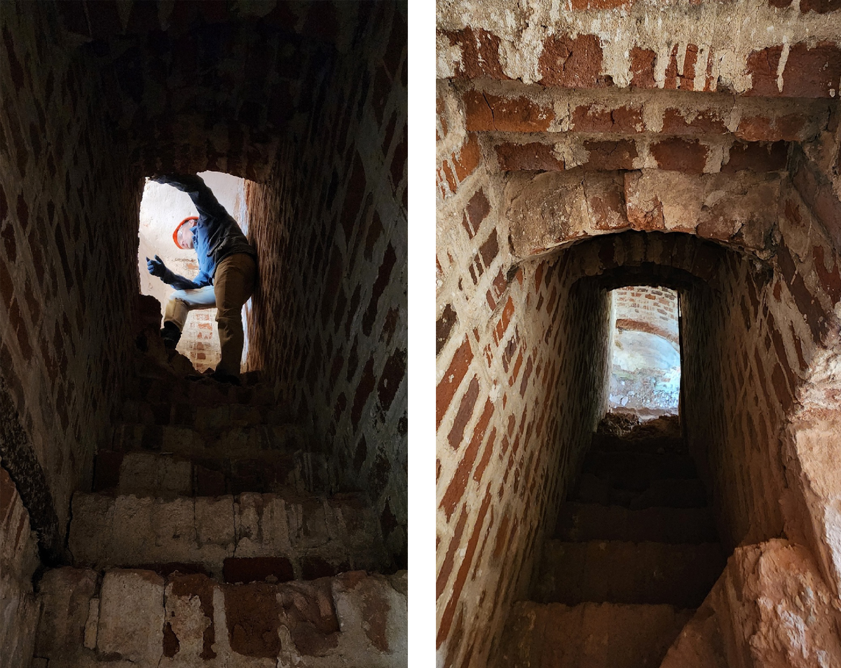 В Крохинской колокольне раскрыта внутристенная лестница, заложенная 200 лет назад