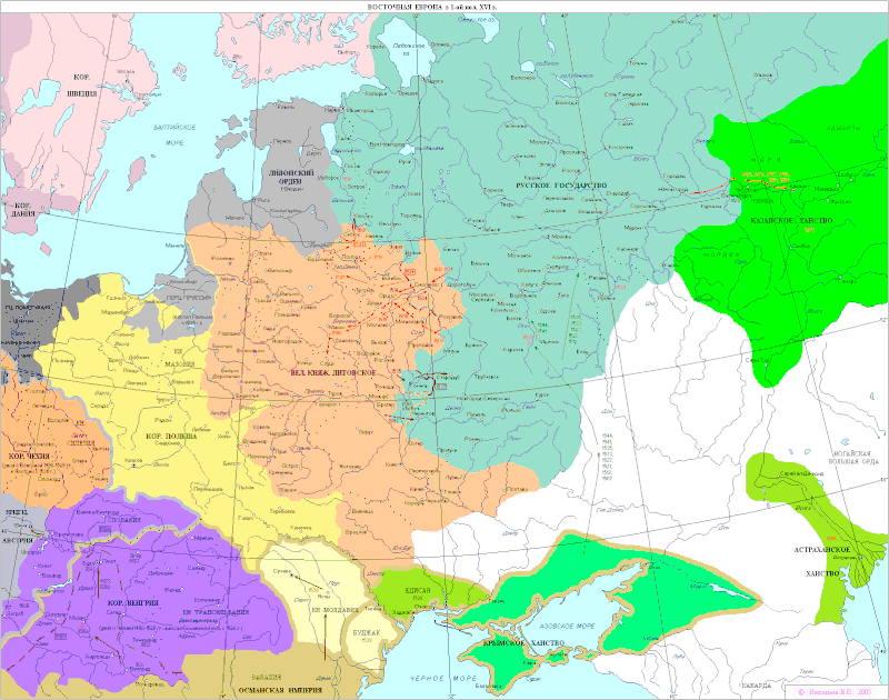 Политическая карта на момент смерти Ивана III.