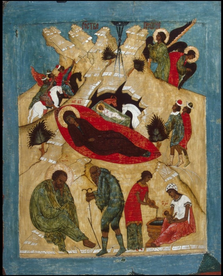 Икона "Рождество Христово" Новгород, первая четверть 16 века, Государственный Эрмитаж, ГЭ