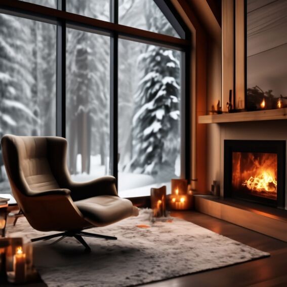 Панорамные окна в зимнем доме