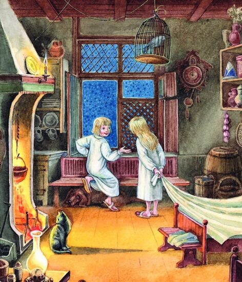 Иллюстрация к пьесе М. Метерлинка "Синяя птица". Из открытого источника