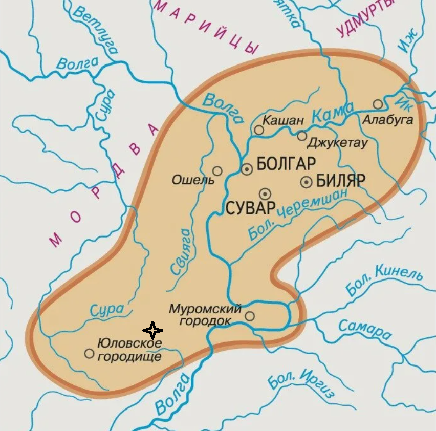 Приблизительное место булгаро-монгольской битвы.