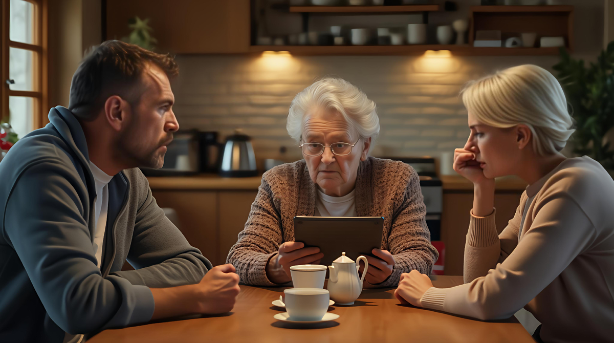 На кухне за столом собралась наша семья