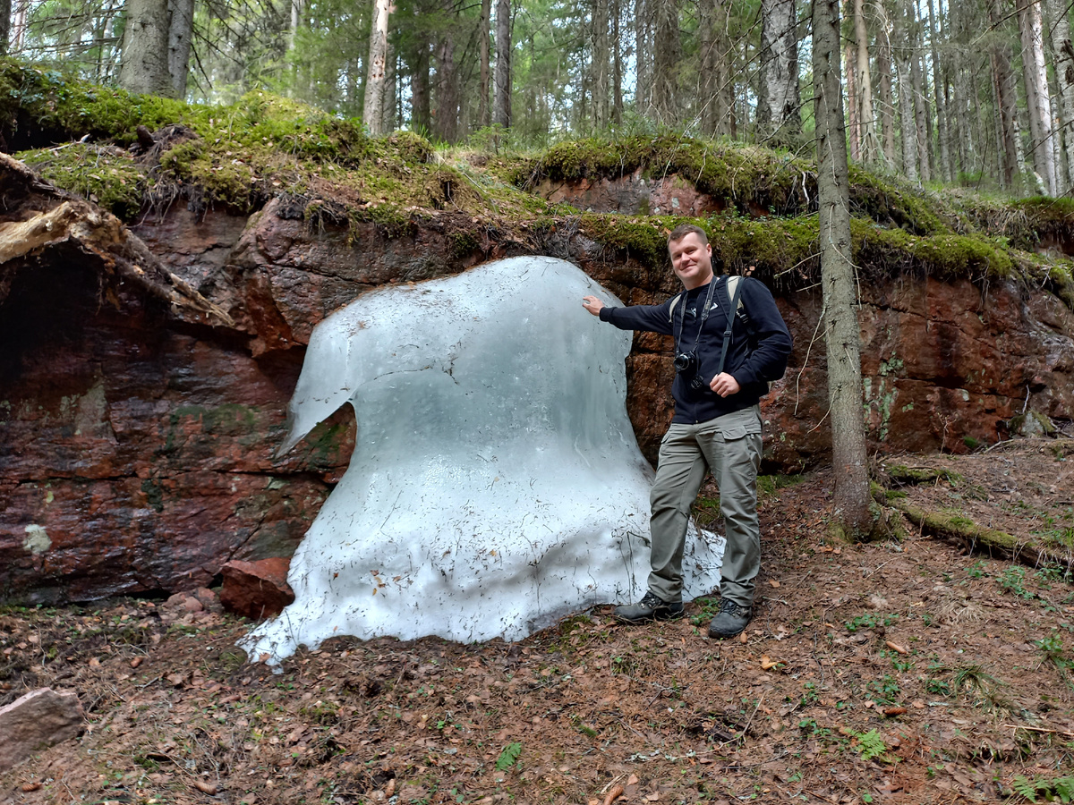Лед и снег в карельском лесу.