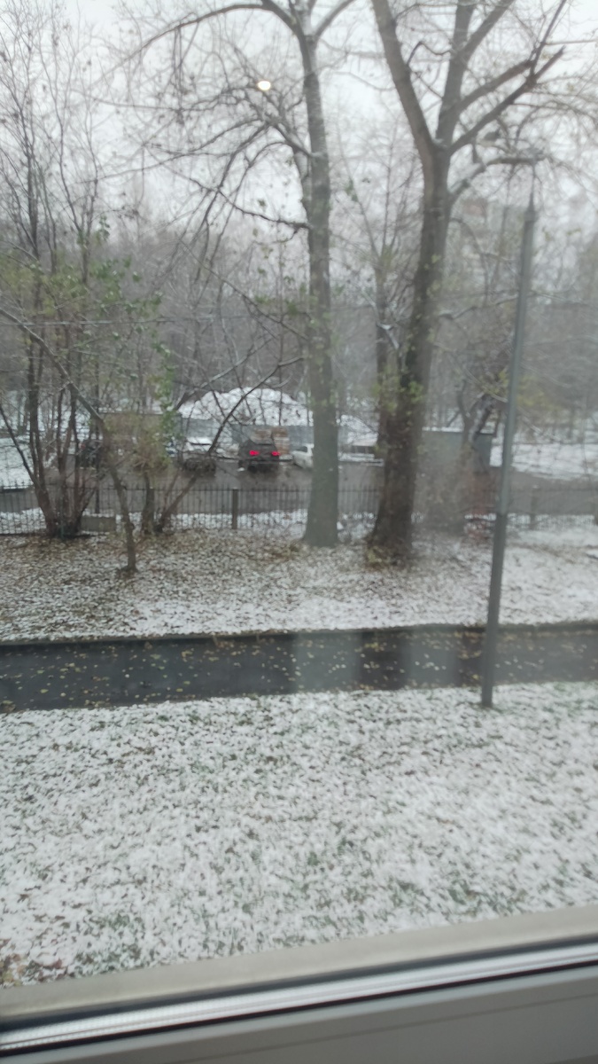Вид из окна в начале зимы