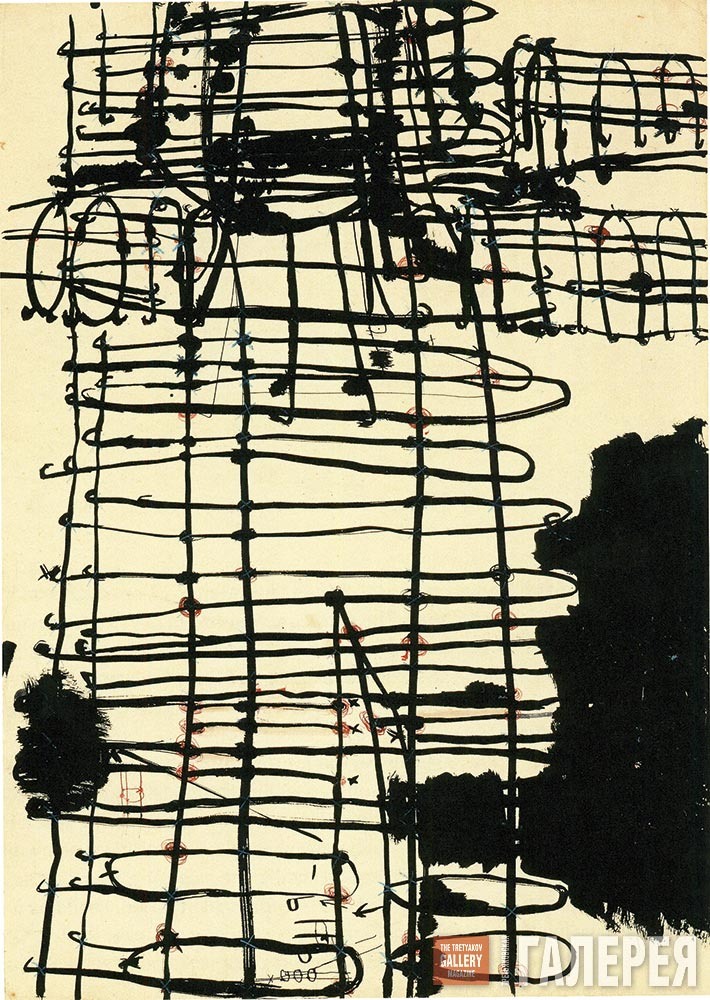 Ацука Танака "Эскиз работы электрическое платье" 1956. Коллекция Deutsche Bank, в разделе «Онлайн» в Музее современного искусства