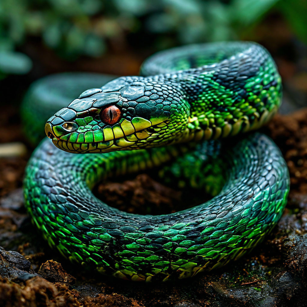 Змея. Иллюстрация сгенерирована нейросетью