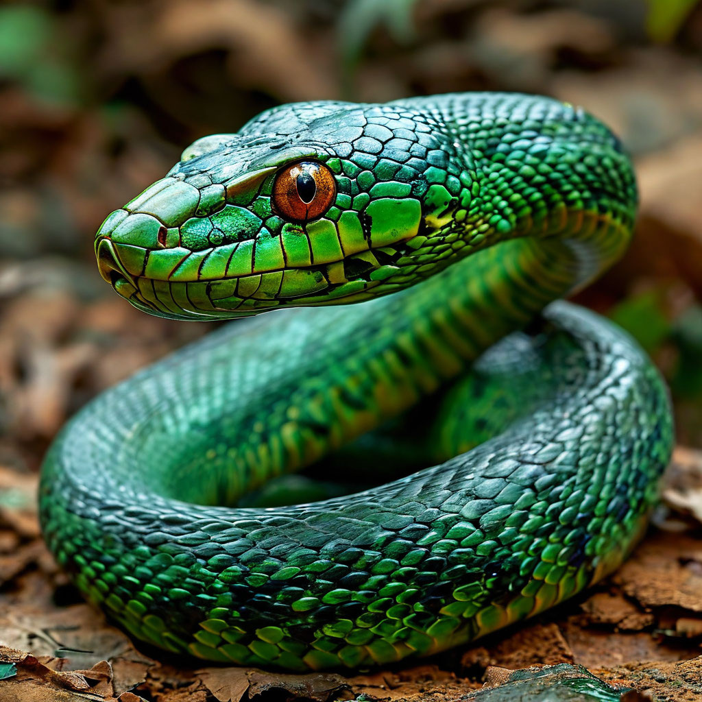 Змея. Иллюстрация сгенерирована нейросетью