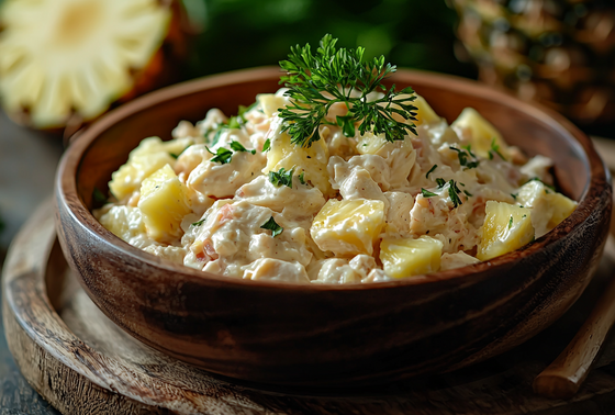    Быстрый салат с курицей, ананасами и кукурузой