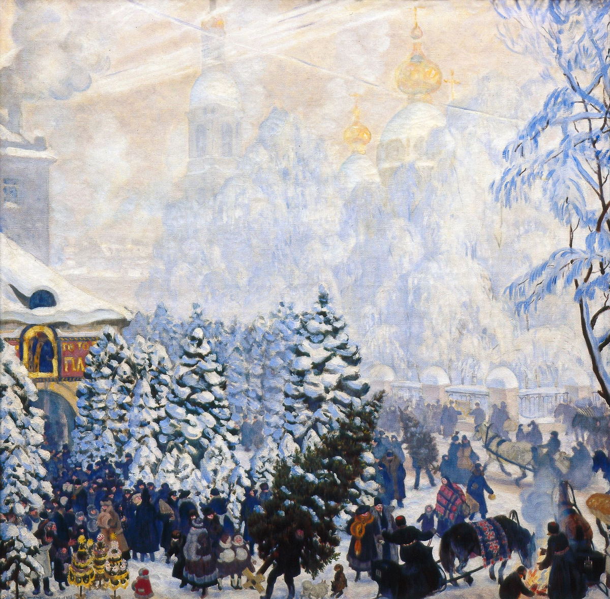 Б. М. Кустодиев. Елочный торг. 1918