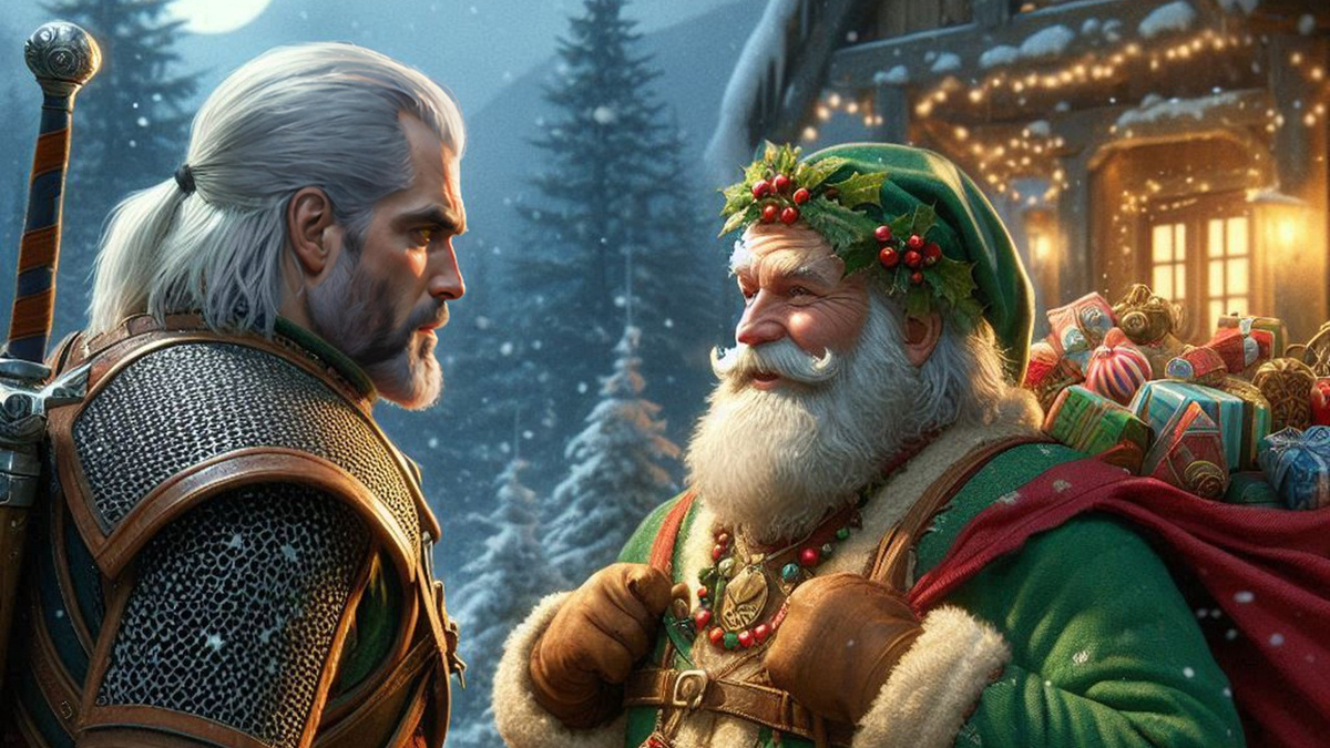 Нейросеть перенесла Геральта на известные картины и познакомила с Сантой