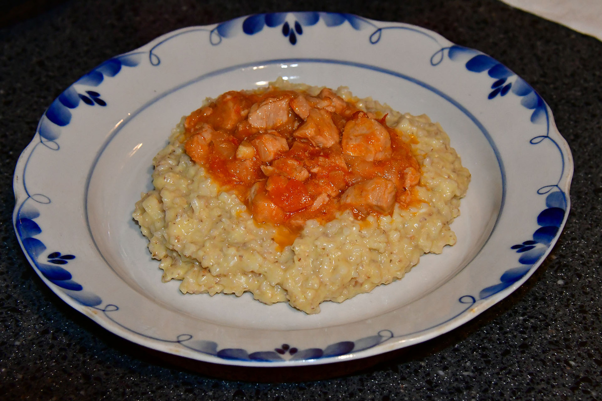 Мясо с ячневой кашей