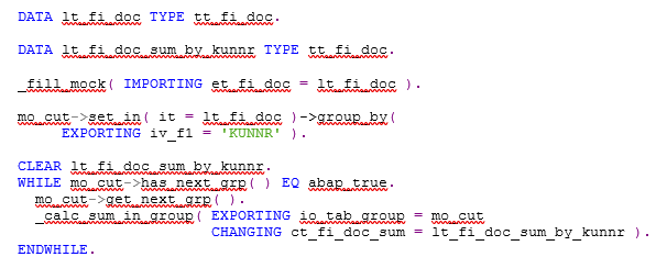 Пример расчета суммы в группированных позиция через итератор.