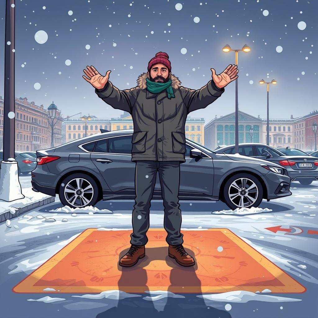 Человек защищает свое парковочное место