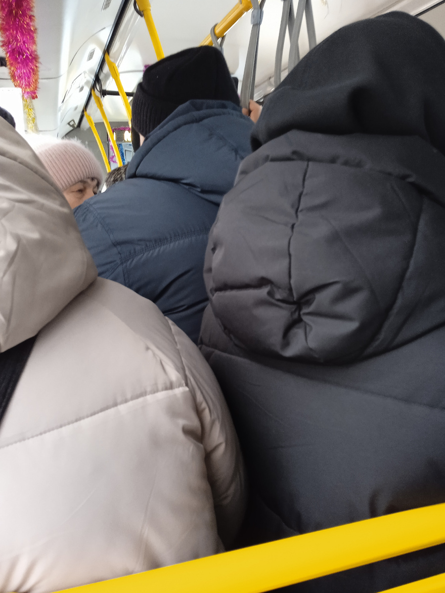 БОльшую часть пути троллейбус был забит "в мясо". Мне повезло, что я на конечной сел. Фото автора