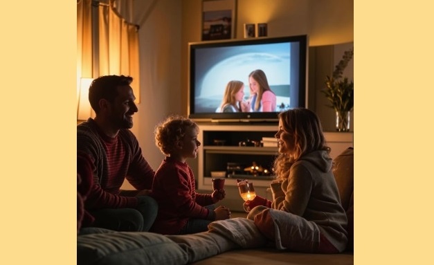 Вся семья у телевизора