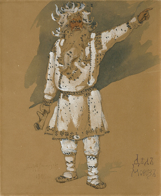 Виктор Васнецов. Дед Мороз. 1885. Эскиз костюма к опере Н.А. Римского-Корсакова "Снегурочка". Бумага, наклеенная на картон, акварель, белила, графитный карандаш
© Государственная Третьяковская галерея