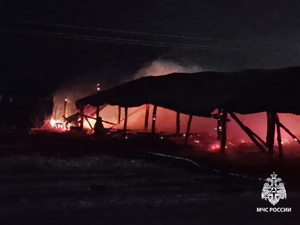    Фотография пожара в поселке Восточный от ГУ МЧС России по Рязанской области