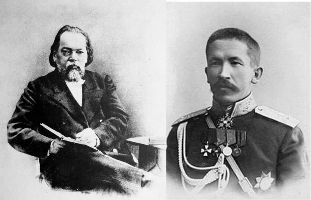 Адвокат Федор Плевако и Лавр Корнилов. В  обоих течет калмыцкая кровь, и в обоих случаях эта "калмыцкая"  версия оспаривается казахами