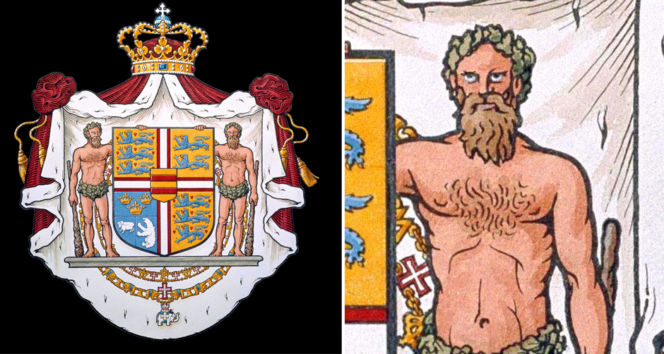 Таким герб Дании был последние 50 лет.  Версия 1972-2024 гг.