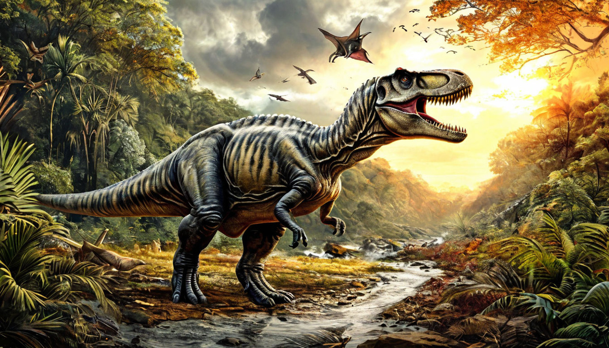 Тираннозавр (лат. Tyrannosaurus) — род тираннозаврид конца мелового периода, обитавший на территории Северной Америки. 

Внешний вид: двуногий хищник с массивным черепом, который уравновешивался длинным, тяжёлым и жёстким хвостом. По сравнению с большими и мощными задними конечностями этого ящера его передние лапы были совсем небольшими, но необыкновенно могучими для своего размера и имели два когтистых пальца. 