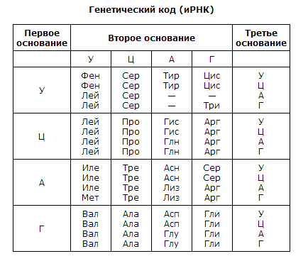 Таблица генетического кода