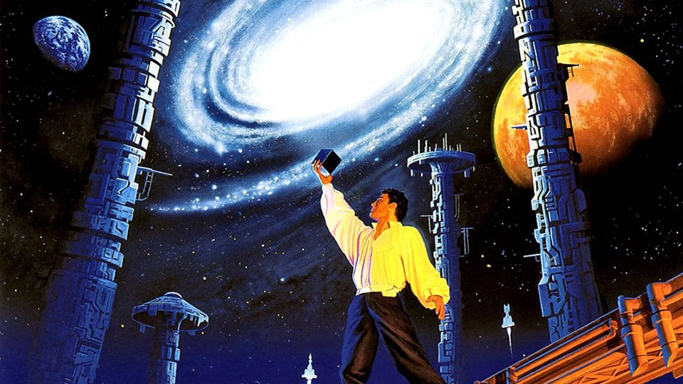 Иллюстрация к роману Айзека Азимова «На пути к Основанию»Художник: Стивен Юлл. И вот это вот всё Азимов уничтожил в своём последнем романе