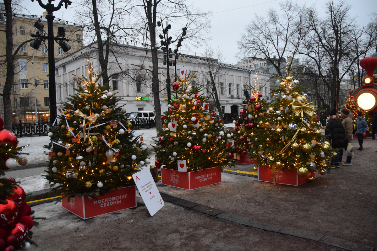Новогодняя атмосфера на Тверском бульваре. Фото автора канала "Приключения Тома Сойера".