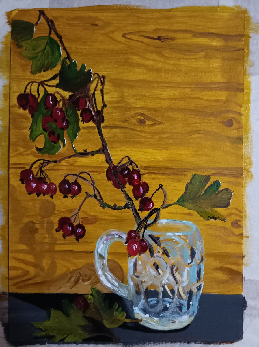 Картина автора. Ветка Боярышника.