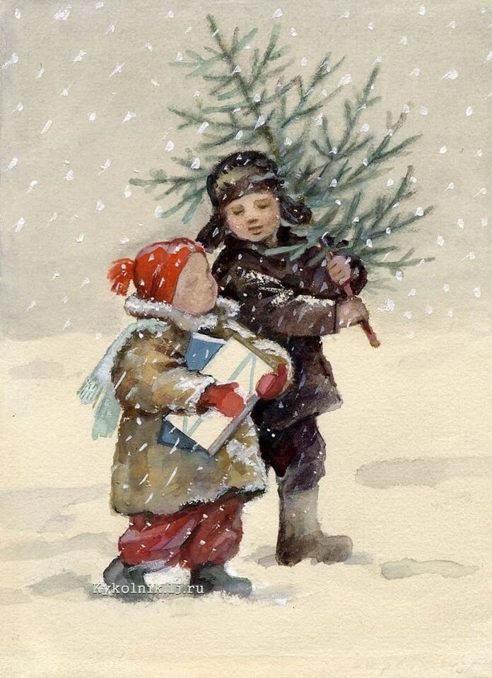 2. Анна Казимировна Боровская Открытка "Скоро Новый Год!" конец 1940-х.