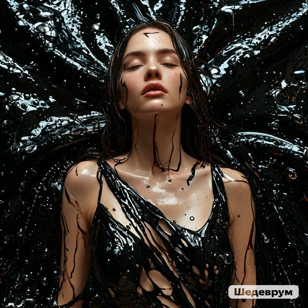 Ася на диванчике во власти Капельки, как видит это Шедеврум.