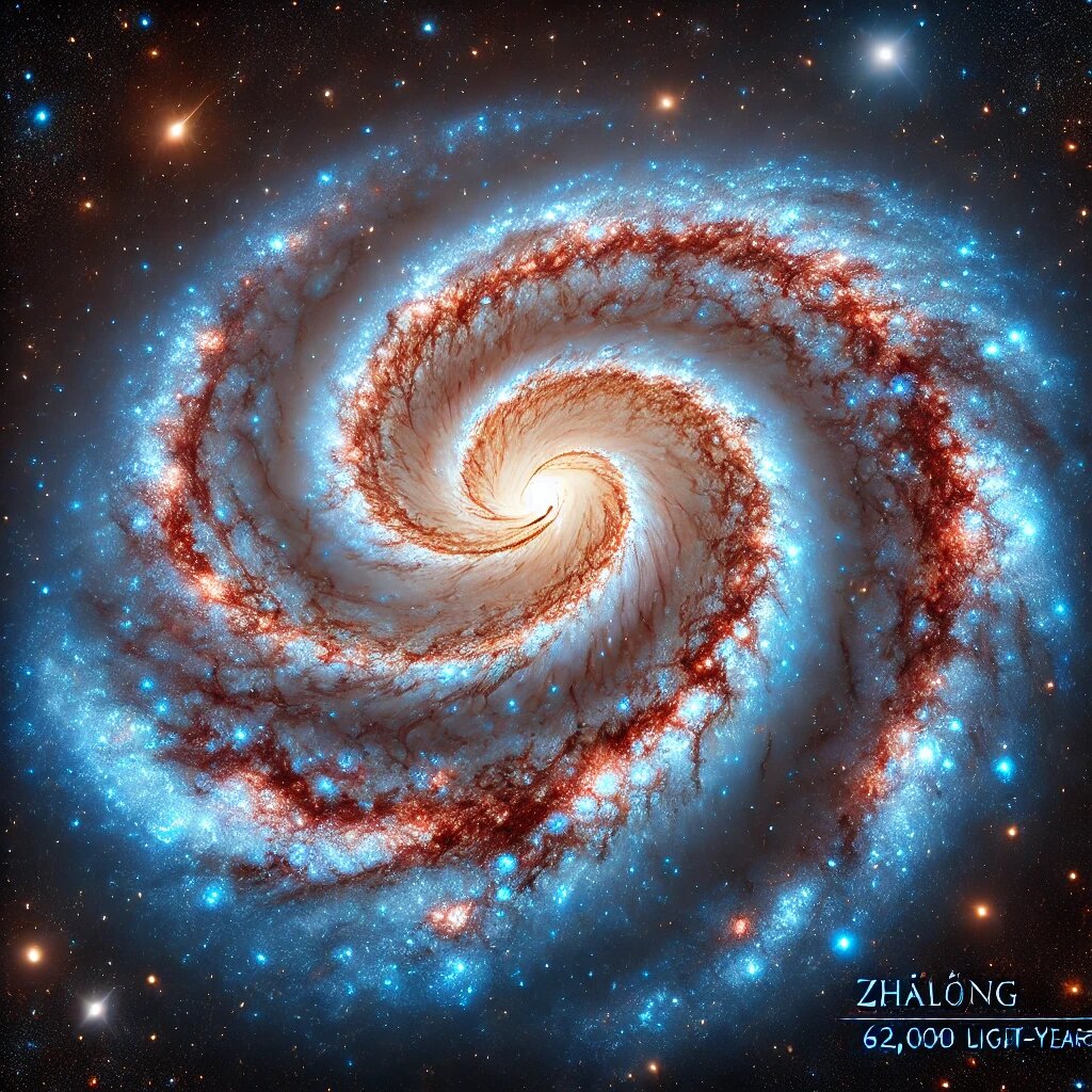 Иллюстрация спиральной галактики, сгенерированная искусственным интеллектом ChatGPT
