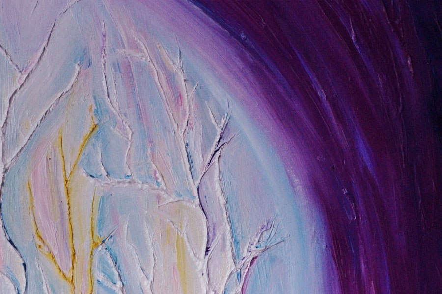 Фрагмент работы "Проталина". Масло, фанера