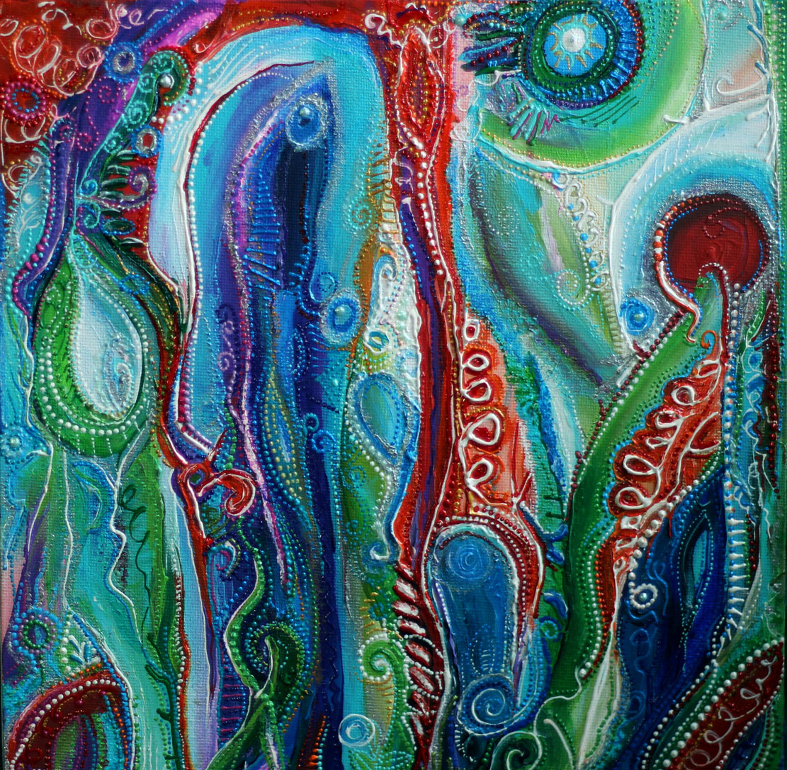 снежная работа, акрил