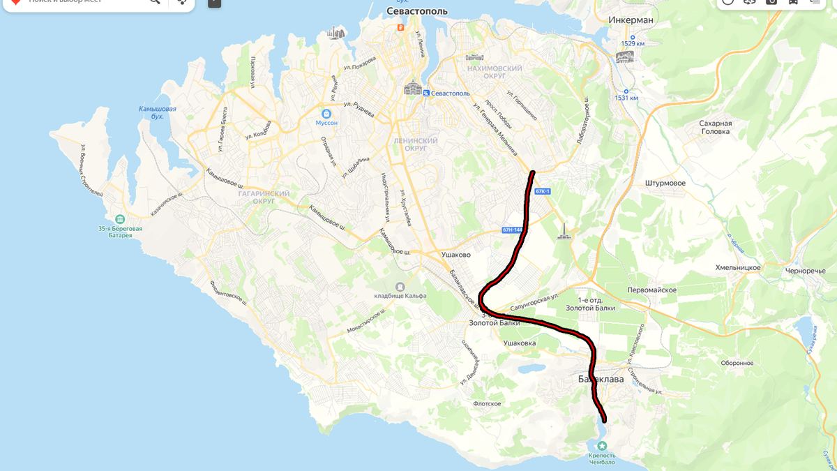 Железная дорога длиною 11 км, проложенная англичанами к Севастополю в Крымскую войну.