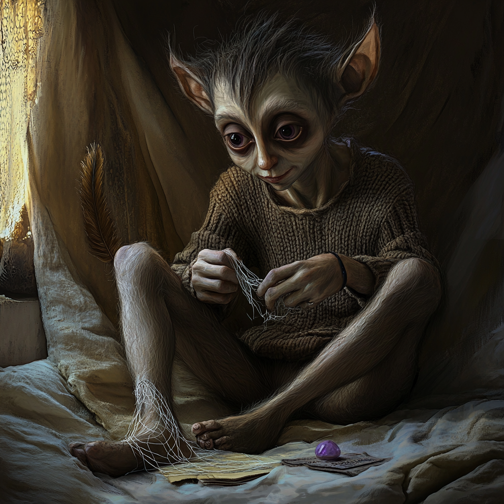 Акил чинит рыбацкую сеть.